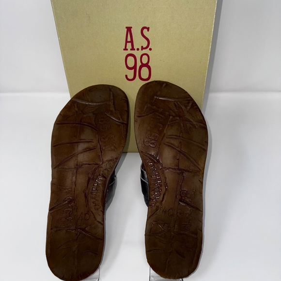 A.S.98 Italian Leather Sandals – Metallic Silver Buckle Thong – Rare - Picture 12 of 15